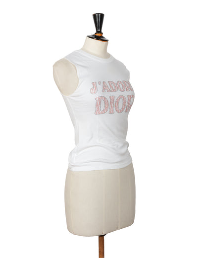 J'ADORE DIOR Pink Rhinestone Tank Top