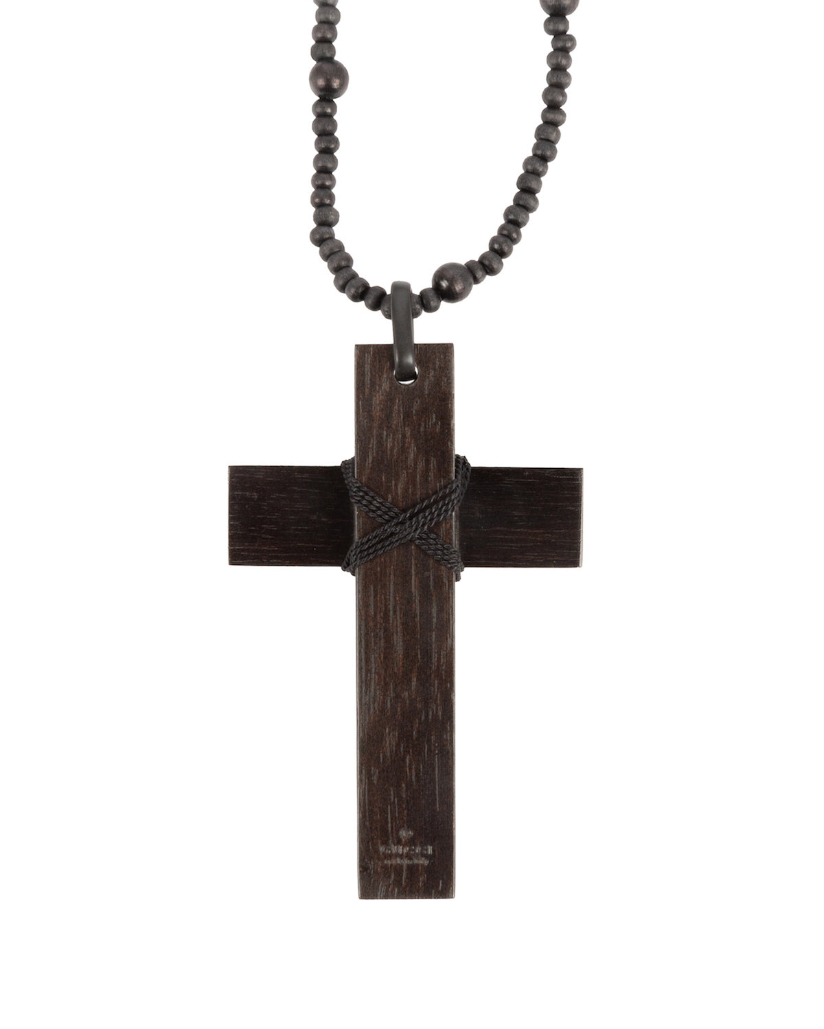FW2002 Ebony Bead Cross Necklace