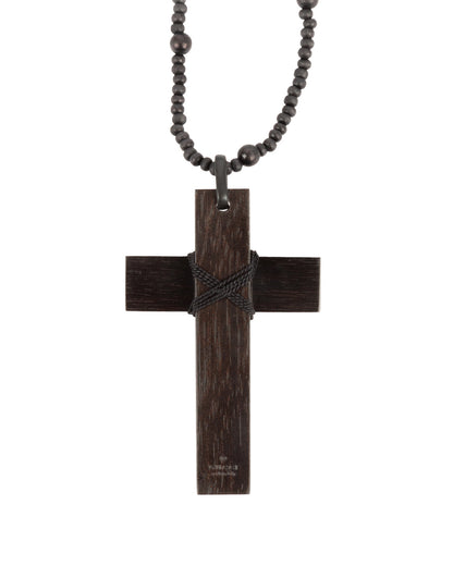 FW2002 Ebony Bead Cross Necklace