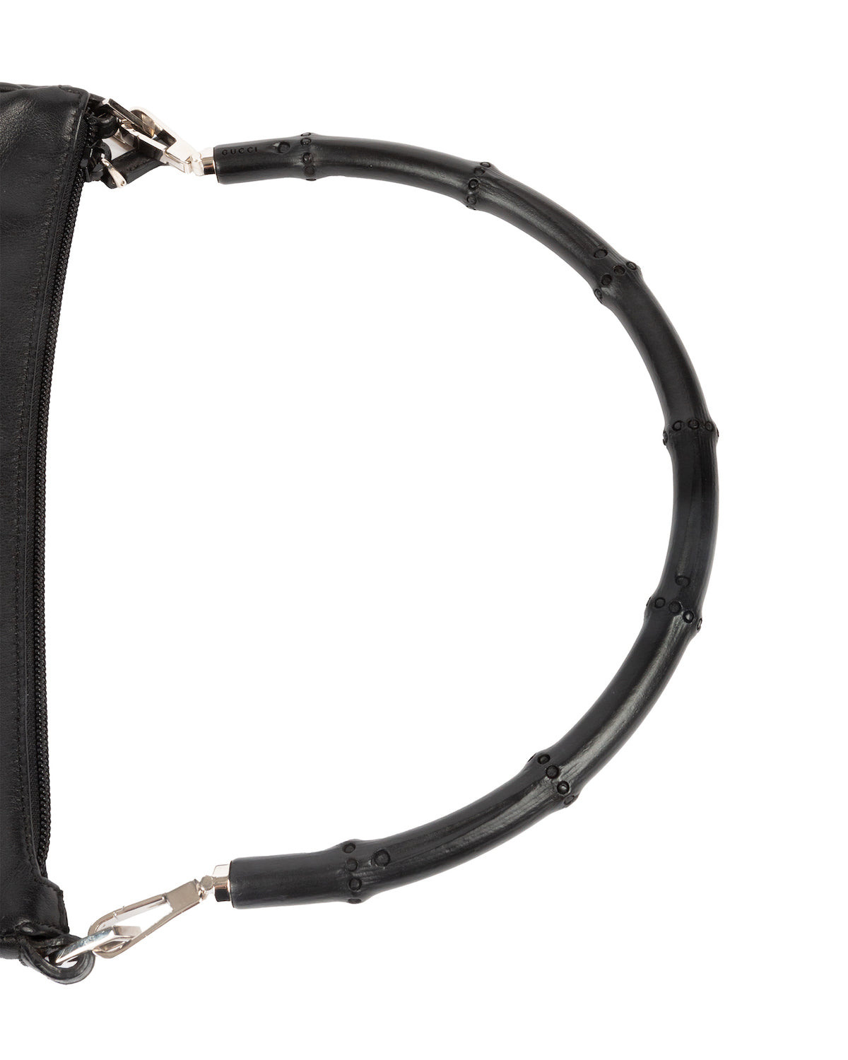 Black Leather Bamboo Handle Bag