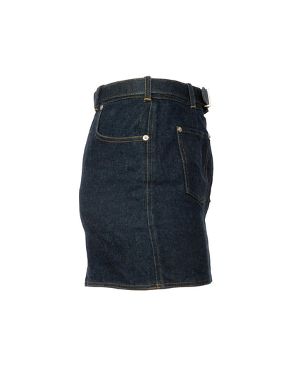 SS1996 Metal Logo Belt Denim Mini Skirt