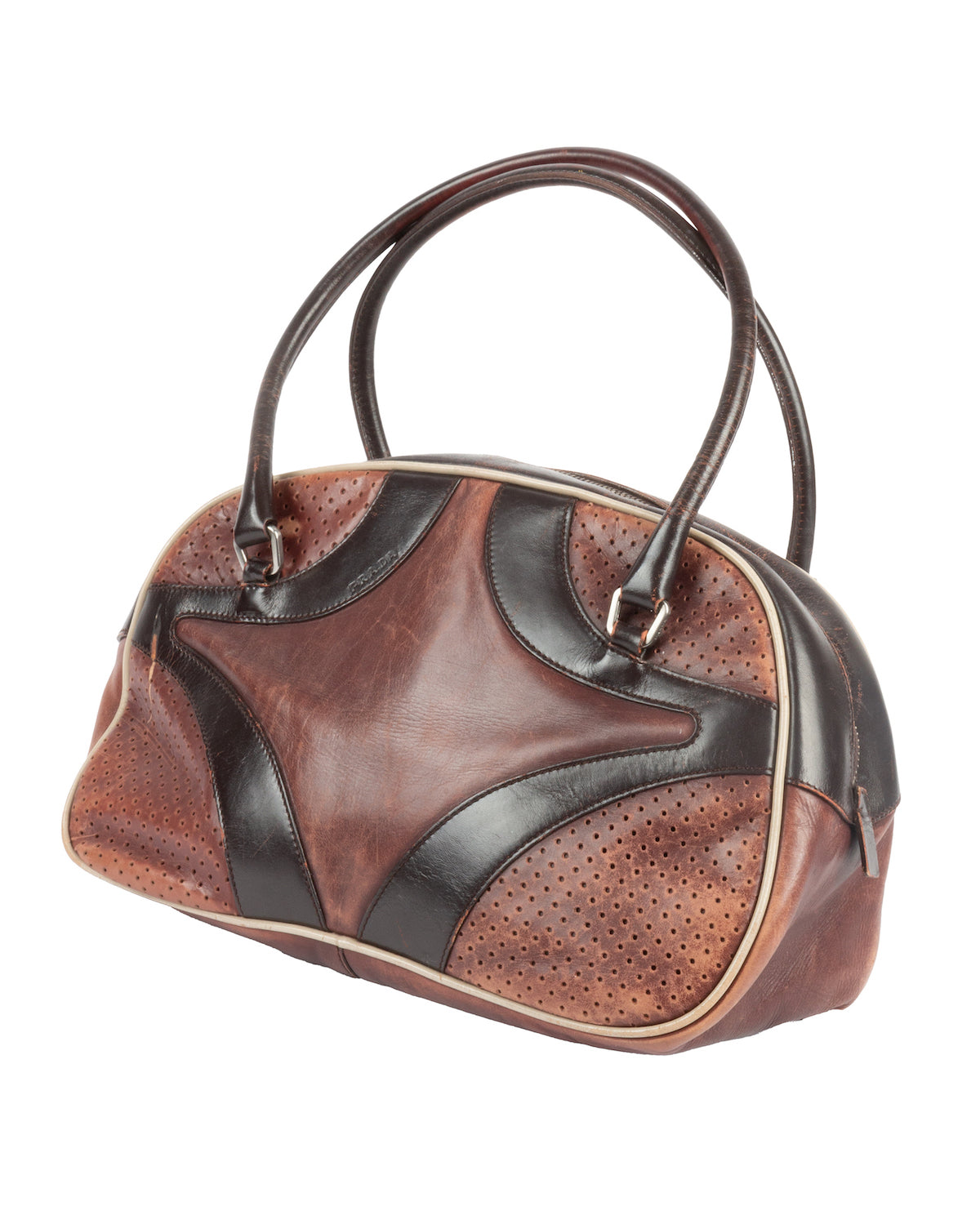 Prada SS2000 Brown Vitello Drive Bowling Hand Bag – Vothe Archive