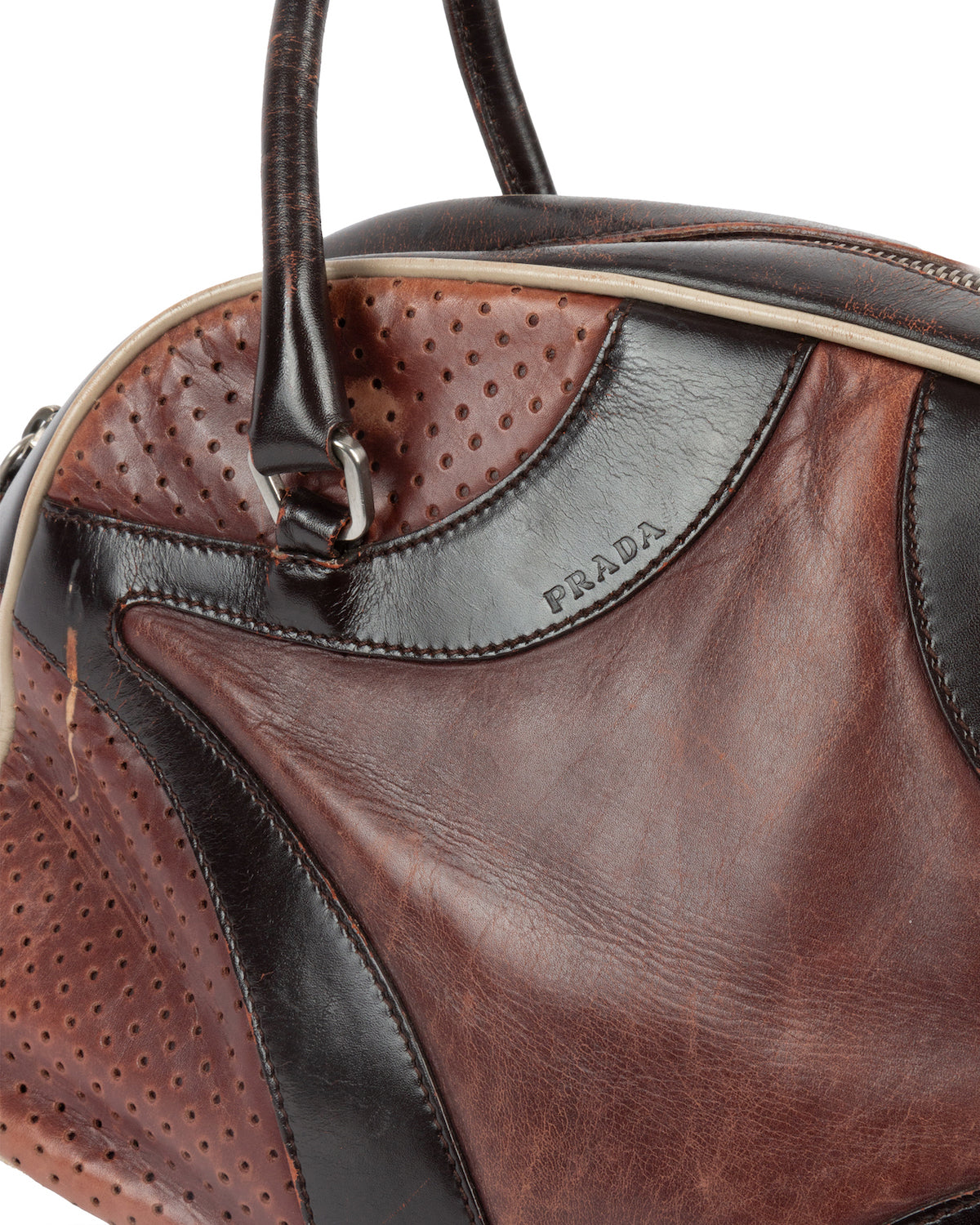 SS2000 Brown Vitello Drive Bowling Hand Bag