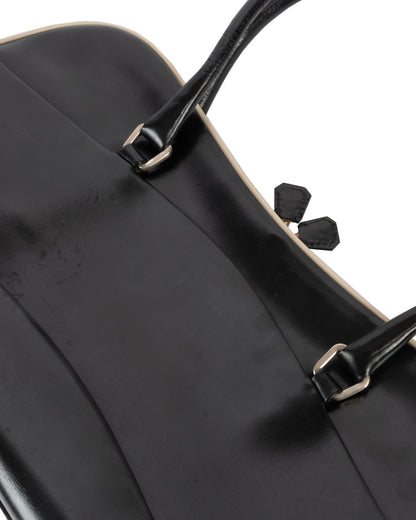 FW2000 Black Leather Kiss Lock Handbag