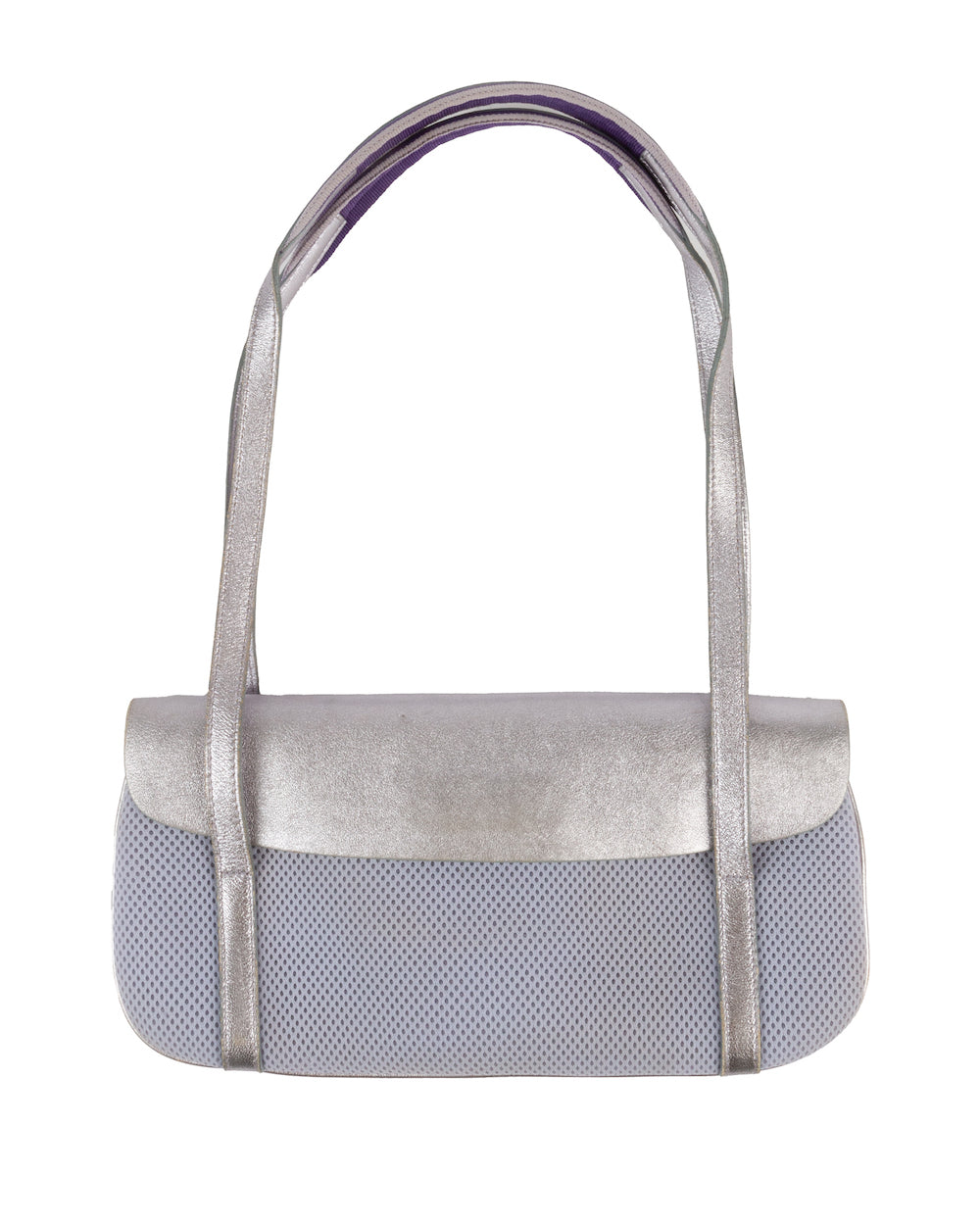 SS2000 Metallic Purple Leather and Mesh Shoulder Bag