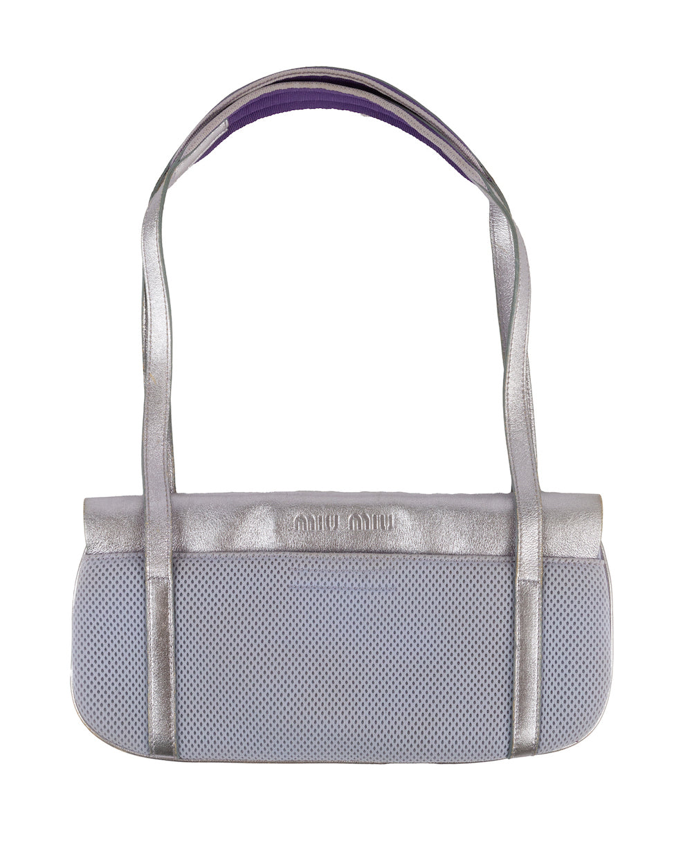 SS2000 Metallic Purple Leather and Mesh Shoulder Bag