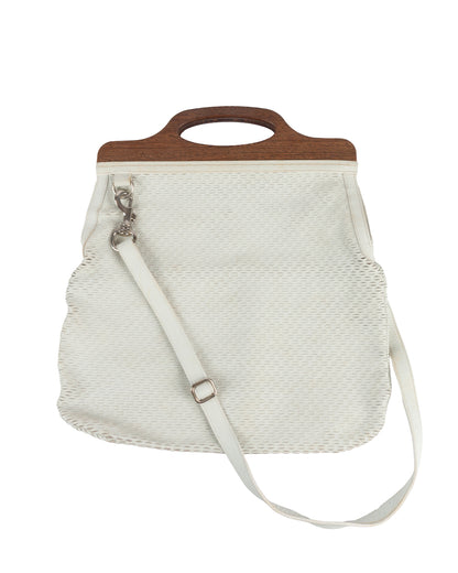 White Leather Carved Slit Bag