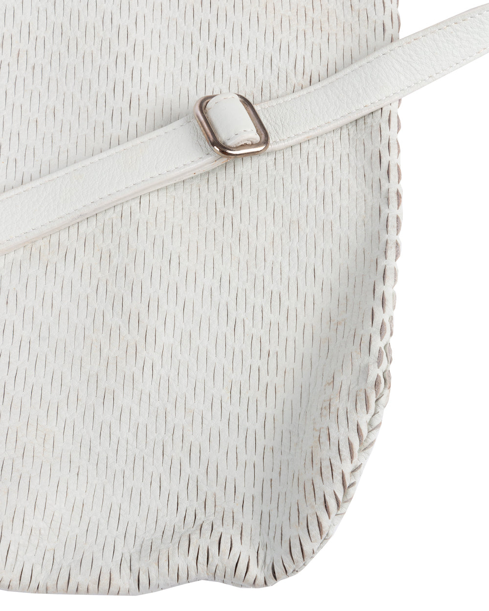 White Leather Carved Slit Bag