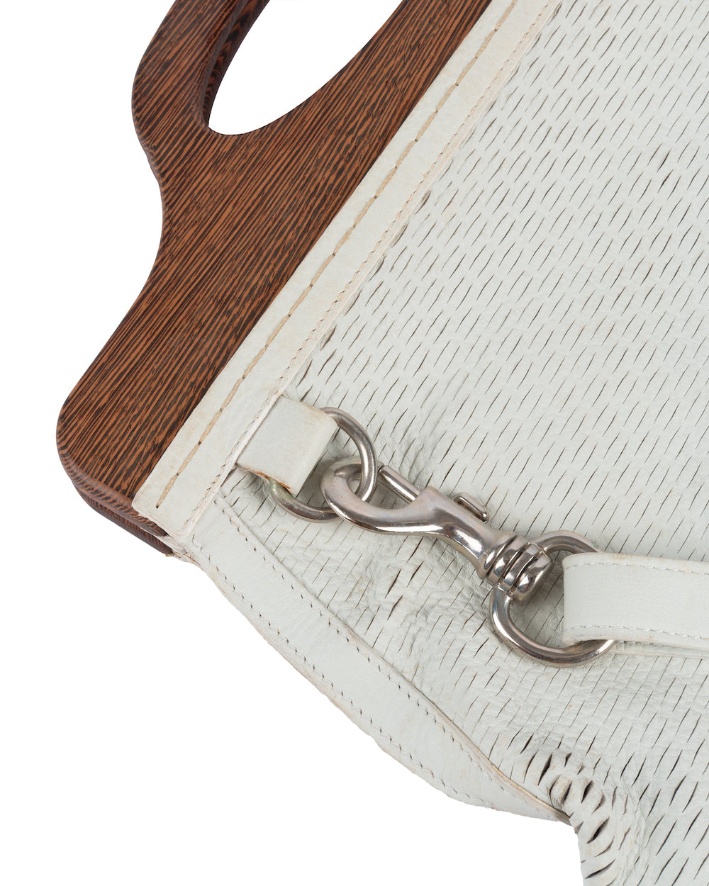 White Leather Carved Slit Bag