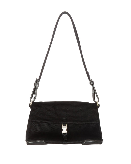 SS2000 Black Mesh and Leather Shoulder Bag