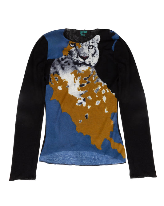 Leopard Print Semi-Sheer Wool Top