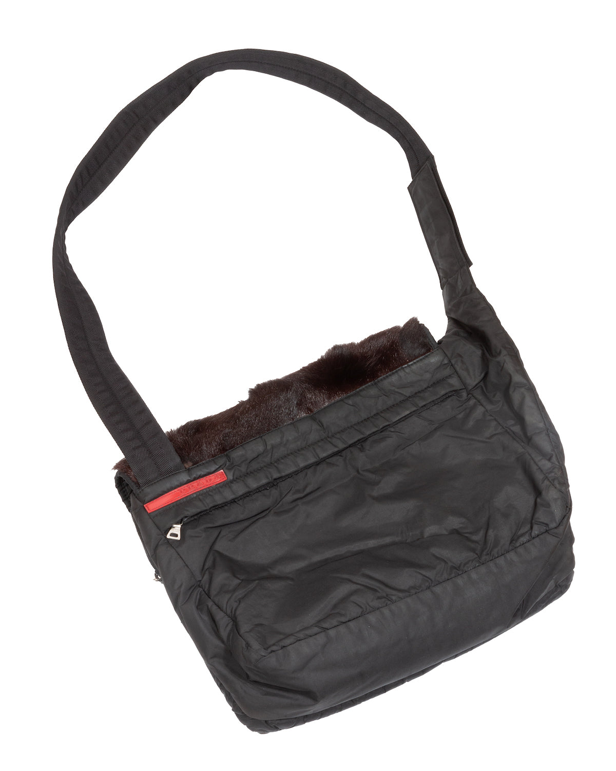 FW1999 Nylon and Fur Messenger Bag