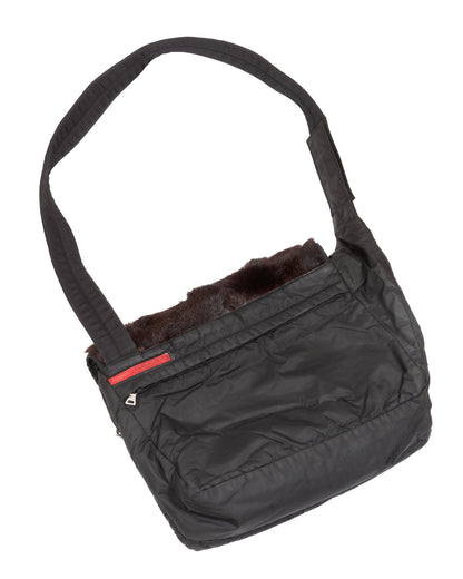 FW1999 Nylon and Fur Messenger Bag