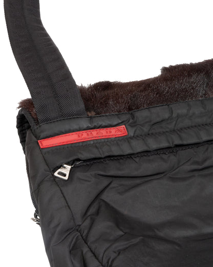FW1999 Nylon and Fur Messenger Bag