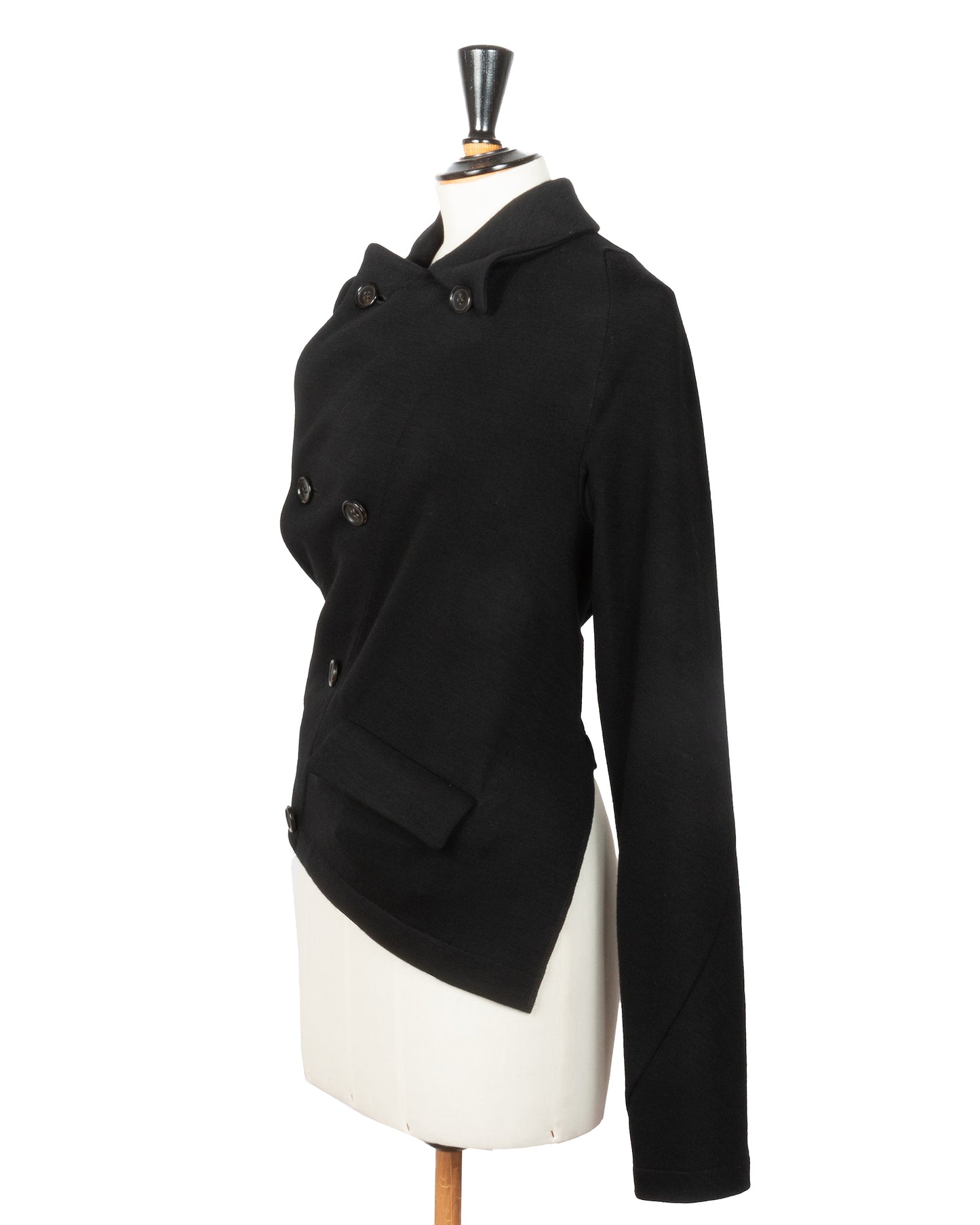 Black Asymmetrical Wool Blend Jacket