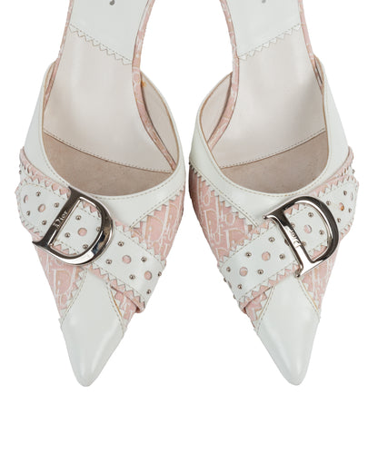 Pink Monogram D Buckle Mules