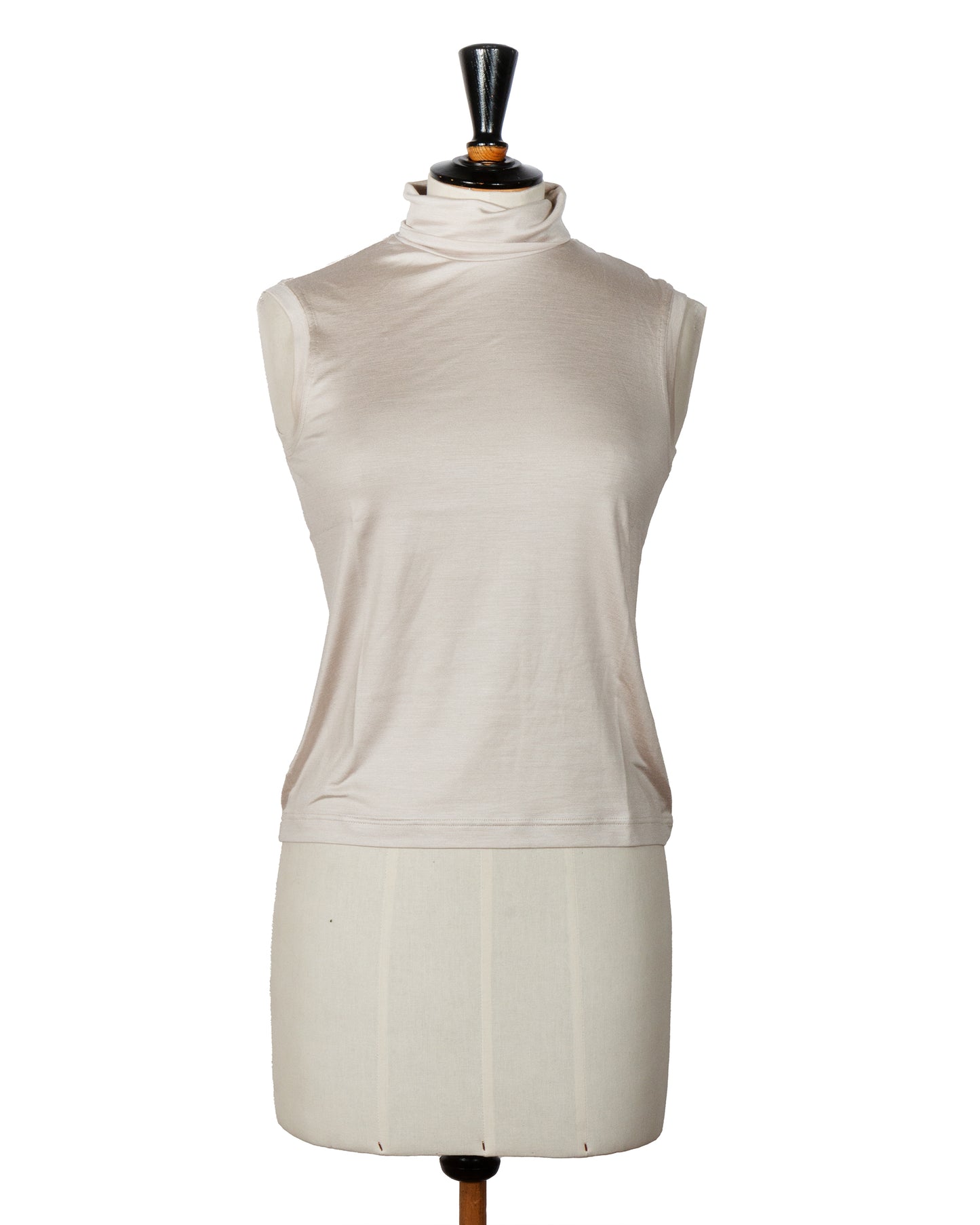 Sleeveless Turtleneck Silk Top