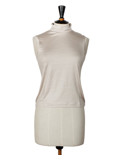 Sleeveless Turtleneck Silk Top