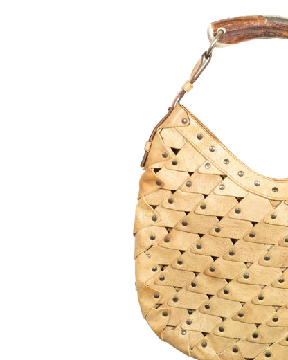 Beige Studded Mombasa Bag with Horn Handle