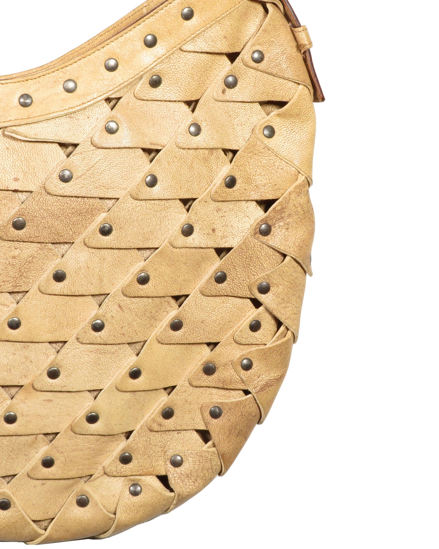 Beige Studded Mombasa Bag with Horn Handle