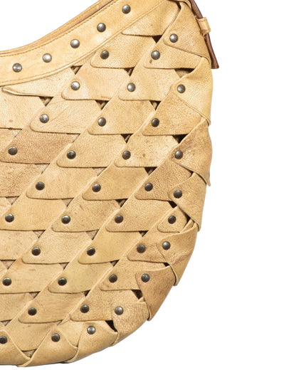 Beige Studded Mombasa Bag with Horn Handle