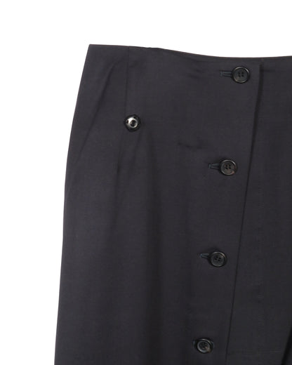 FW1998 Black Wool Asymmetric Button Skirt