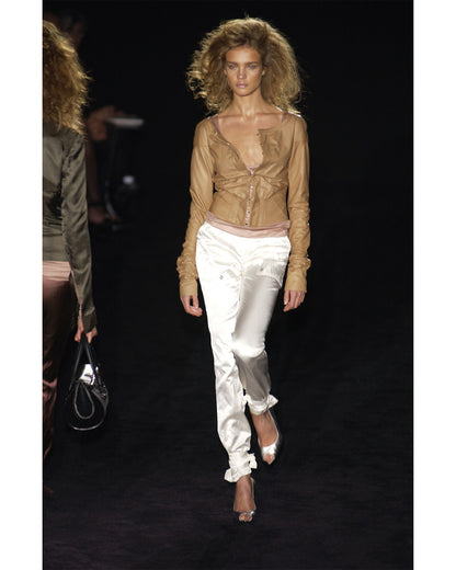 SS2003 Brown Ruched Shirt