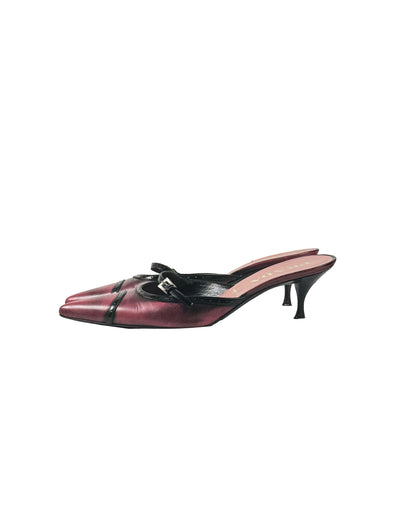 Early 2000s Burgundy Buckled Mules - 36