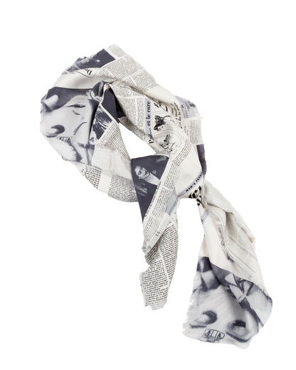 FW2000 Christian Dior Daily Newspaper Print Silk Scarf