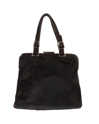 FW1997 Dark Brown Fur Frame Bag