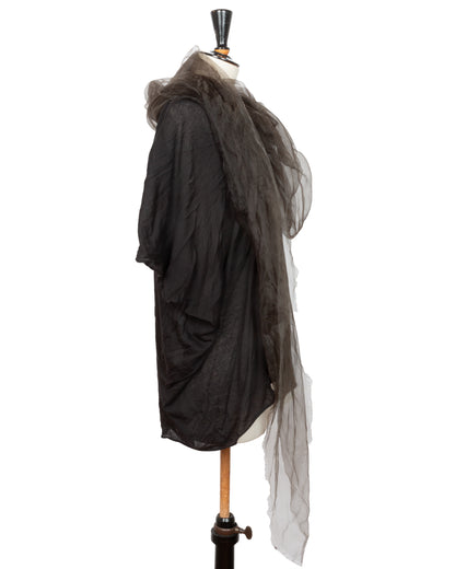 SS2022 Brown Tulle Drape Tunic Top