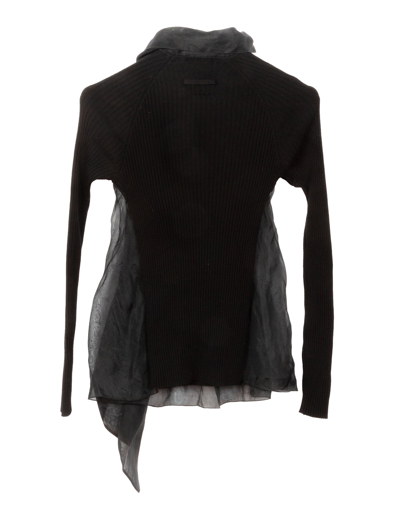 Black Sheer Overlay Knit Top
