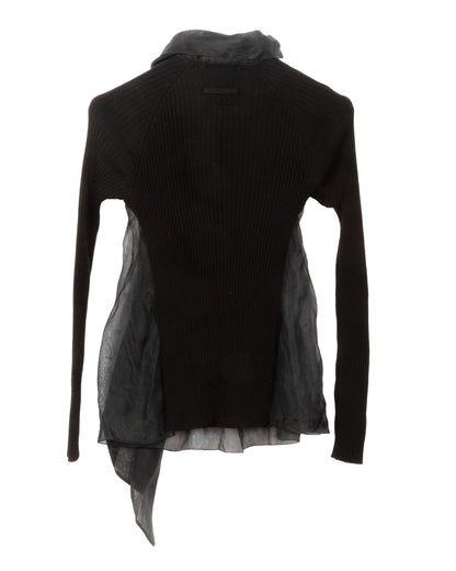 Black Sheer Overlay Knit Top