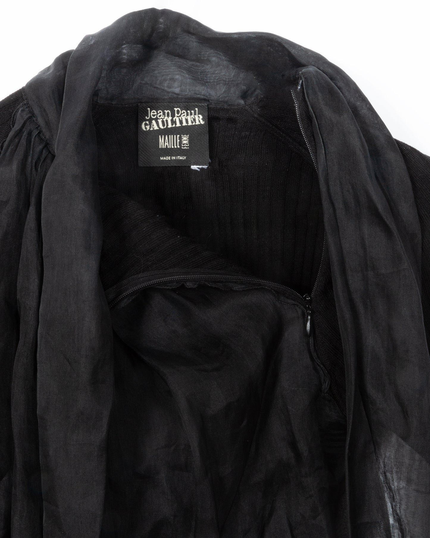 Black Sheer Overlay Knit Top