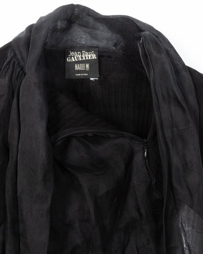 Black Sheer Overlay Knit Top