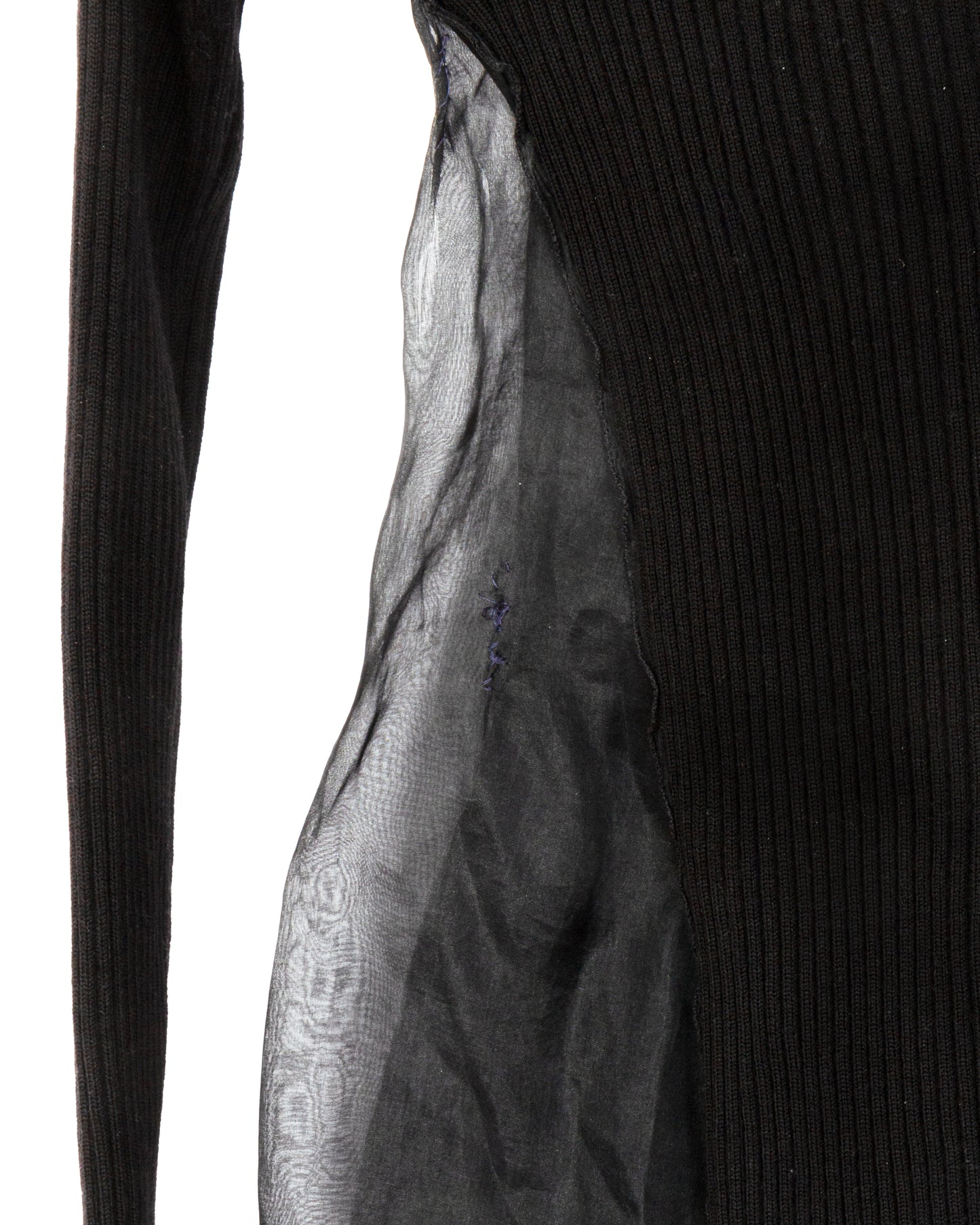 Black Sheer Overlay Knit Top