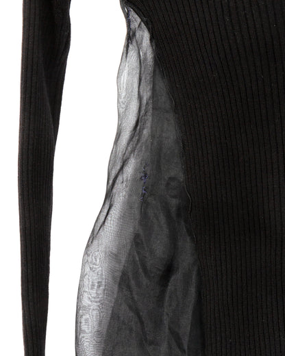 Black Sheer Overlay Knit Top