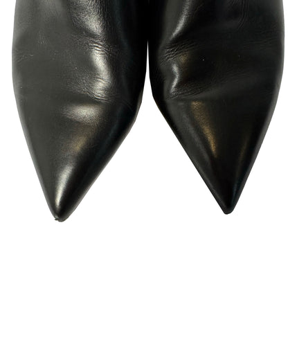 Balenciaga Black Leather Mules with Red Sculptural Heels-38.5