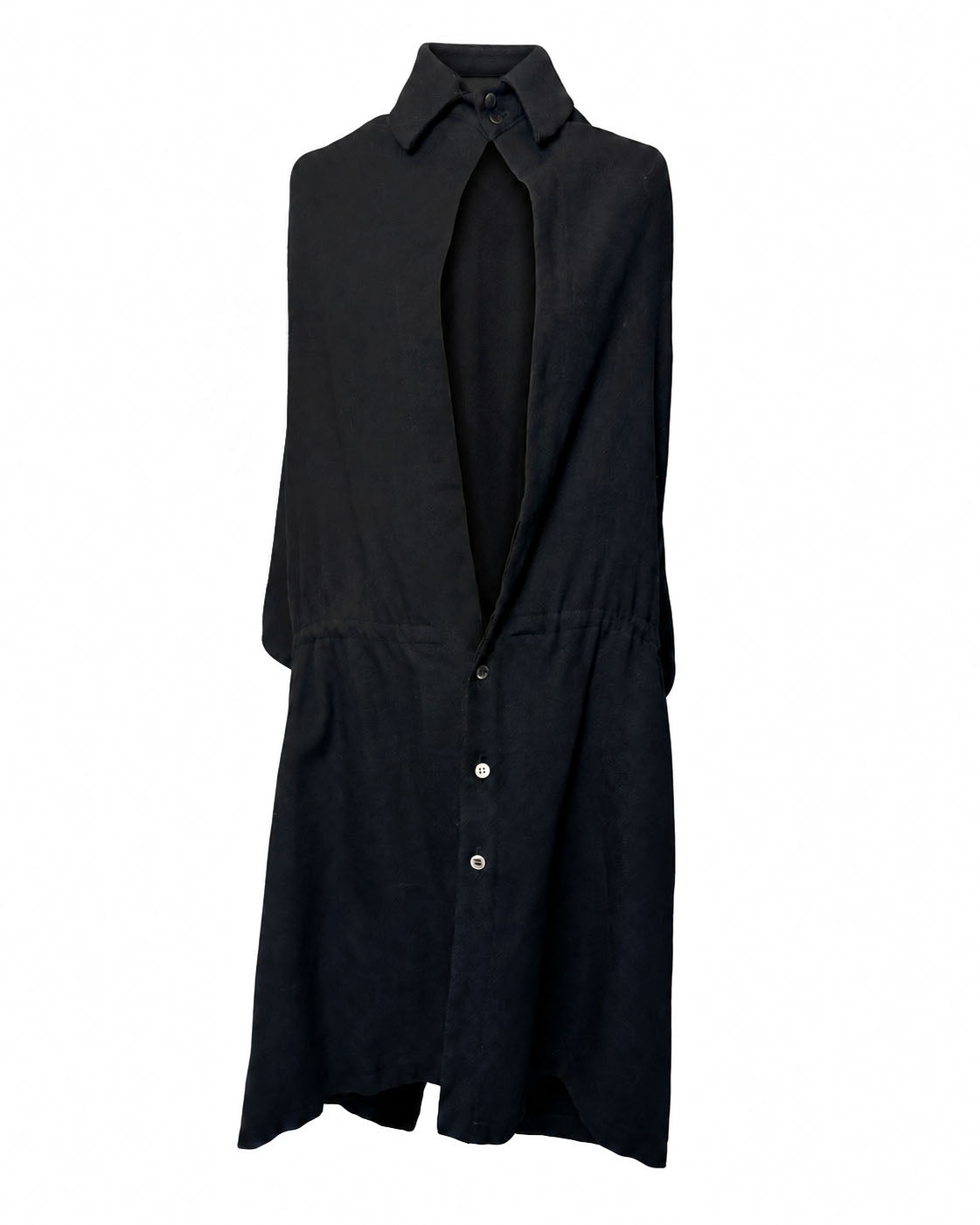 Yohji Yamamoto AW1999 Archival Black Cape-Panel Coat Dress