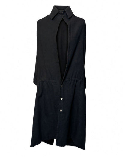 Yohji Yamamoto AW1999 Archival Black Cape-Panel Coat Dress