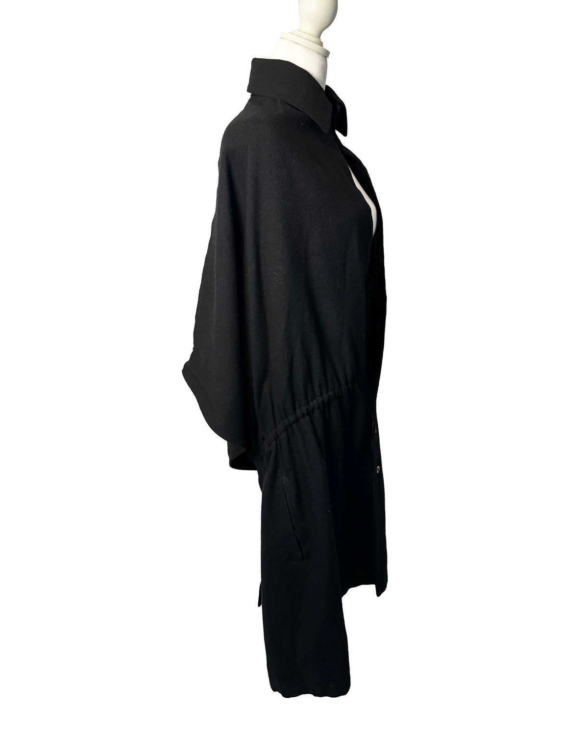 Yohji Yamamoto AW1999 Archival Black Cape-Panel Coat Dress