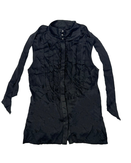 Chanel Black Satin Ruffle Tunic Top