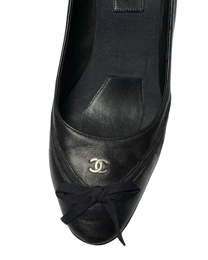 Chanel Leather Bow Pumps - 38