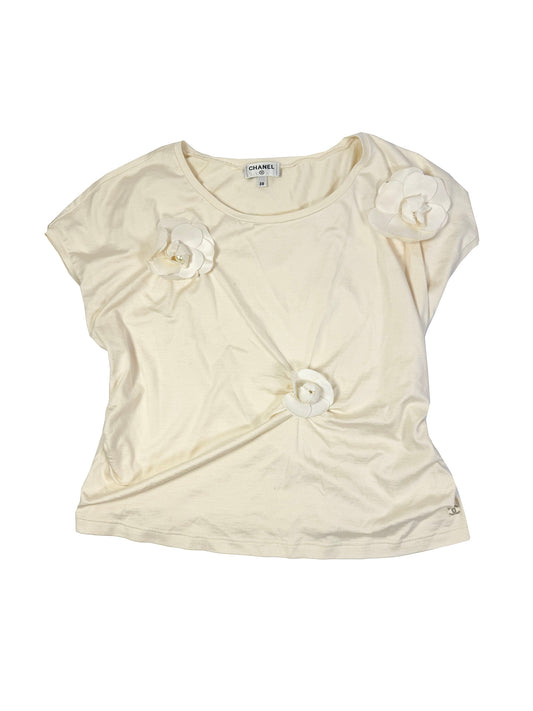 Chanel 2018 White Camelia Detail Top