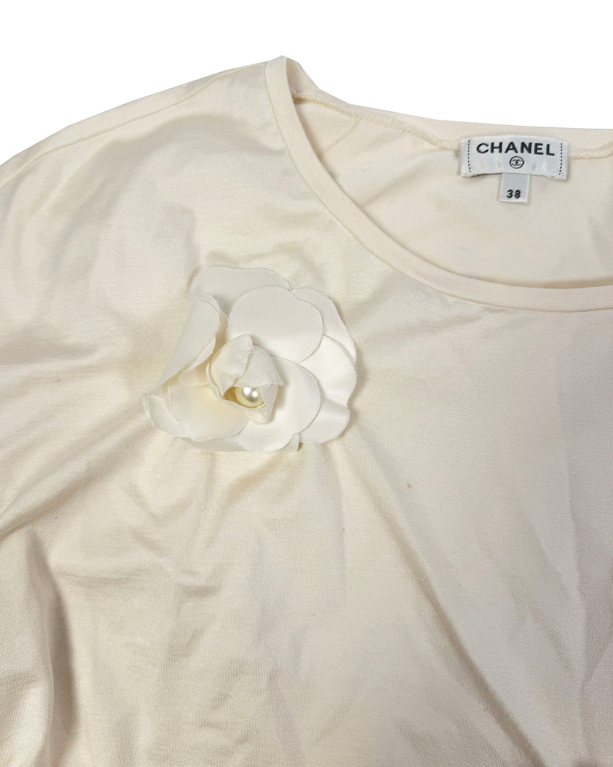 Chanel 2018 White Camelia Detail Top