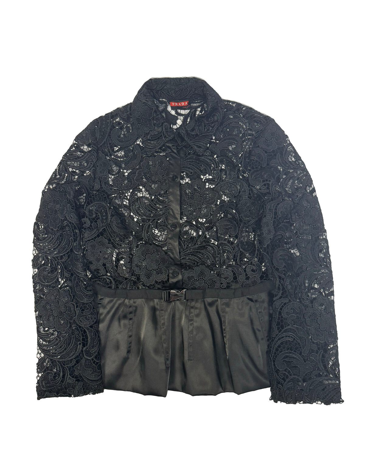 Prada Black Guipure Lace Blouse
