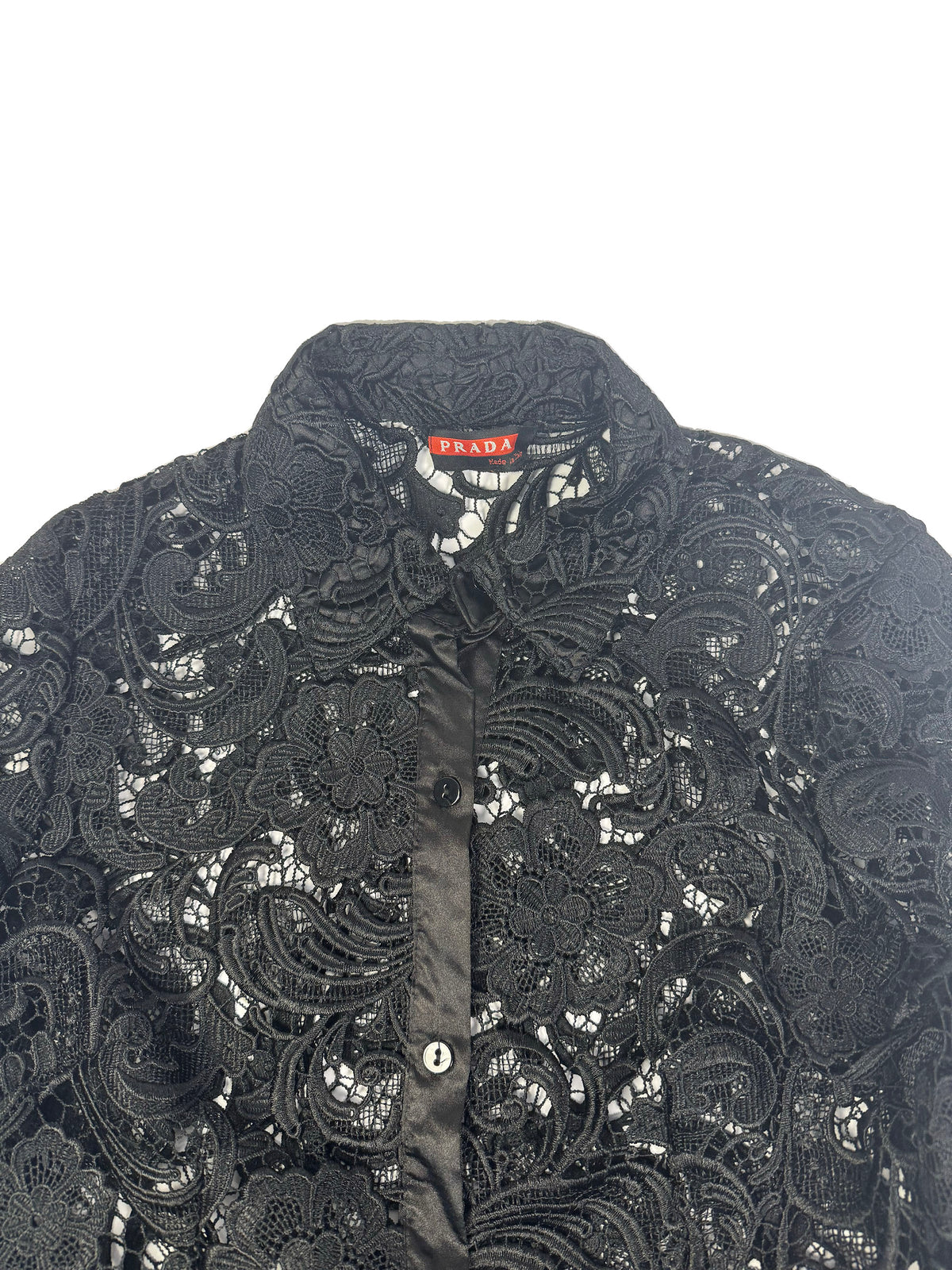 Prada Black Guipure Lace Blouse