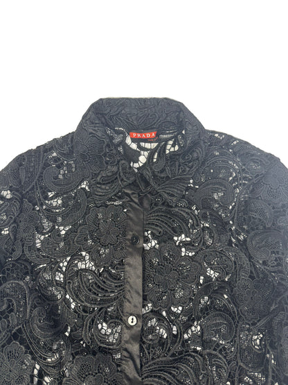 Prada Black Guipure Lace Blouse