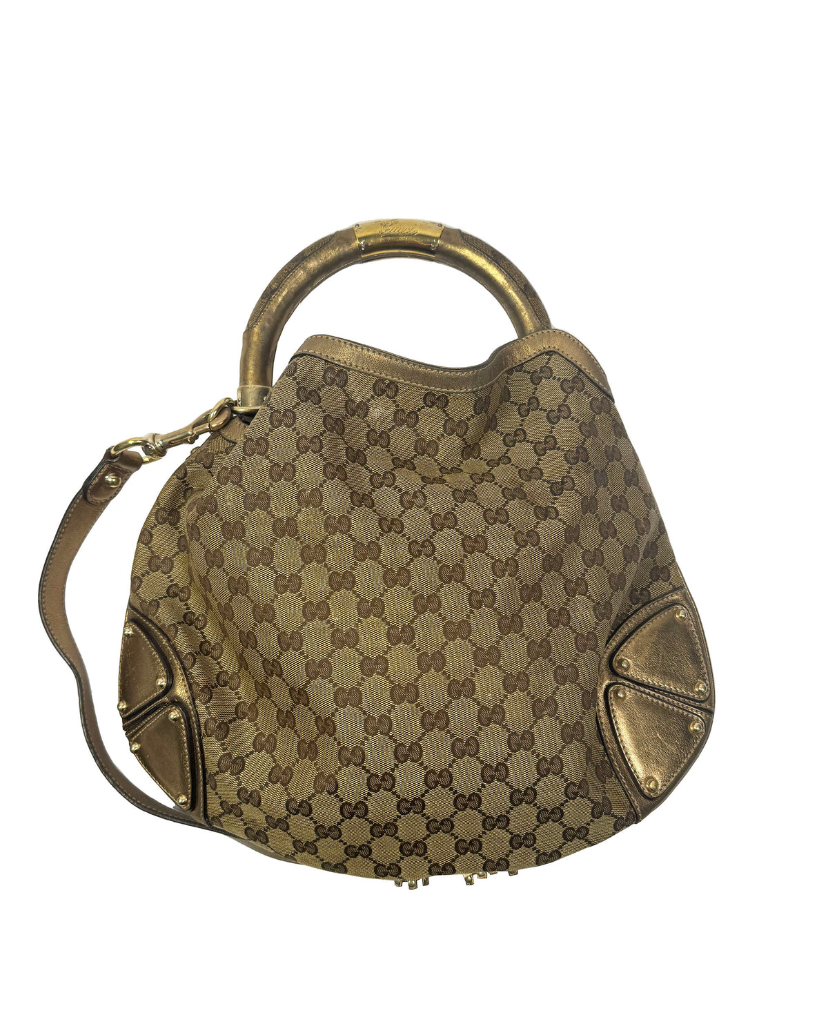 Gucci 2000s Indy GG Canvas Bamboo Fringe Bag