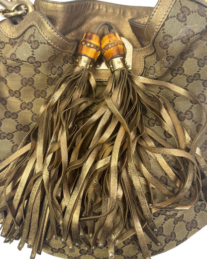 Gucci 2000s Indy GG Canvas Bamboo Fringe Bag